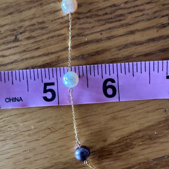 Solid 10kt  Gold Akoya Pearl Station Necklace - Picture 6 of 13